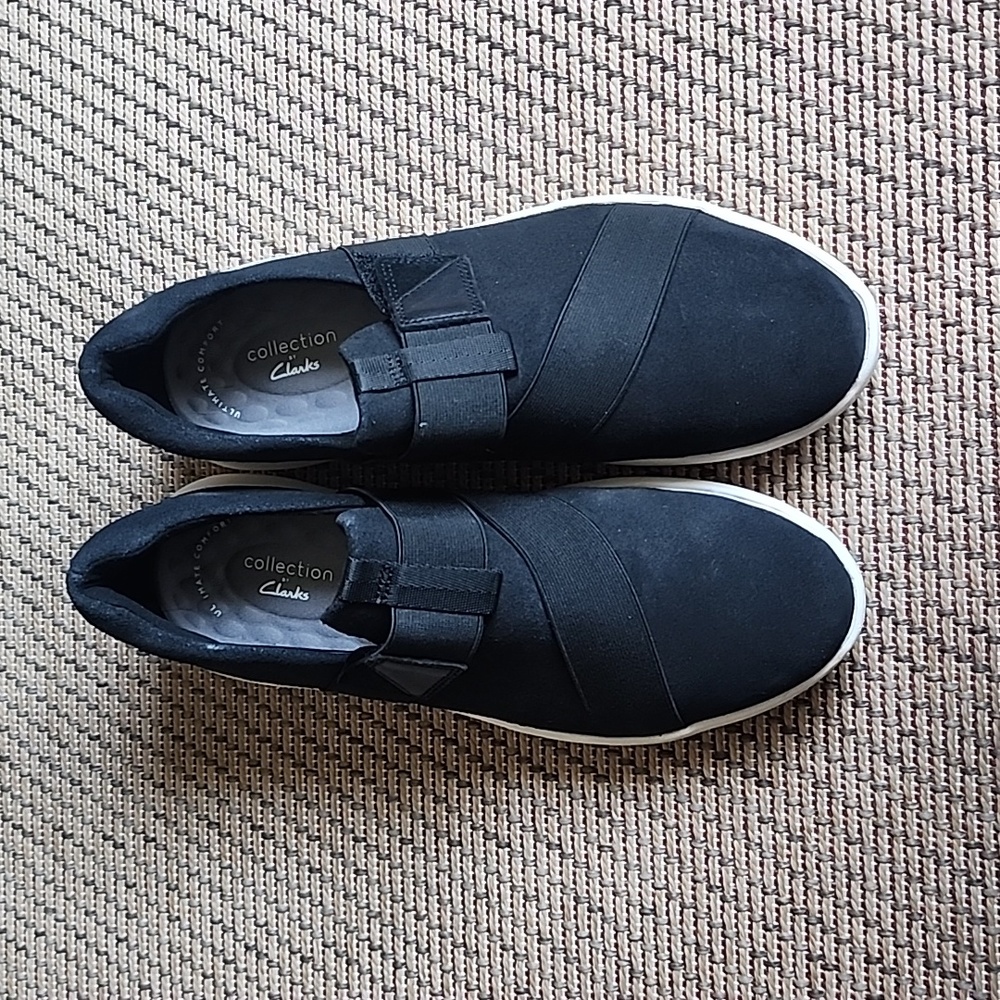 Collection by Clark's black sneakers for women size 8 with cushion velcro straps